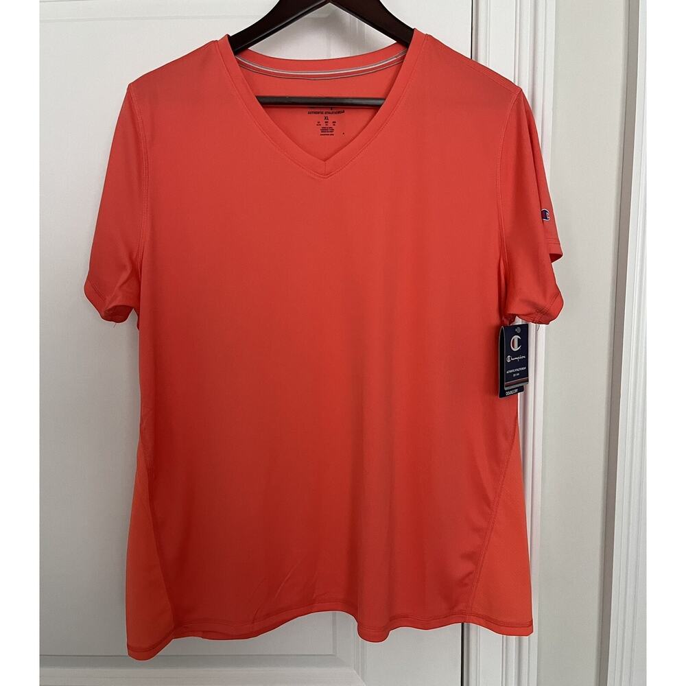 Champion women’s V- neck double dry sports top size XL orange NWT